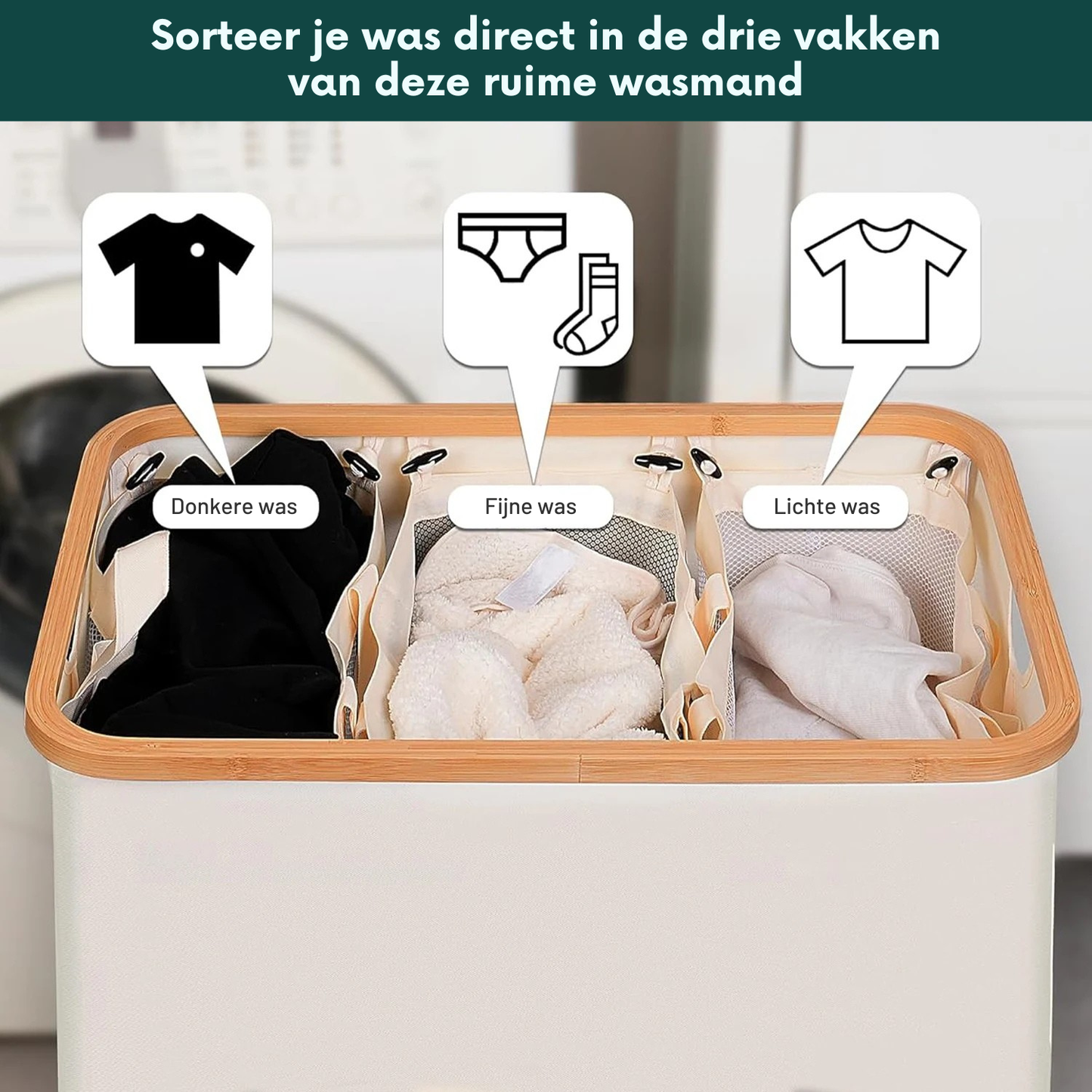 Wasmand - 3 Compartimenten