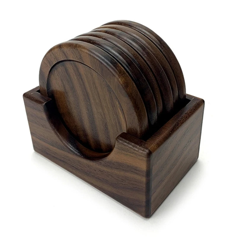 Onderzetters Hout Met Houder (Set van 6)