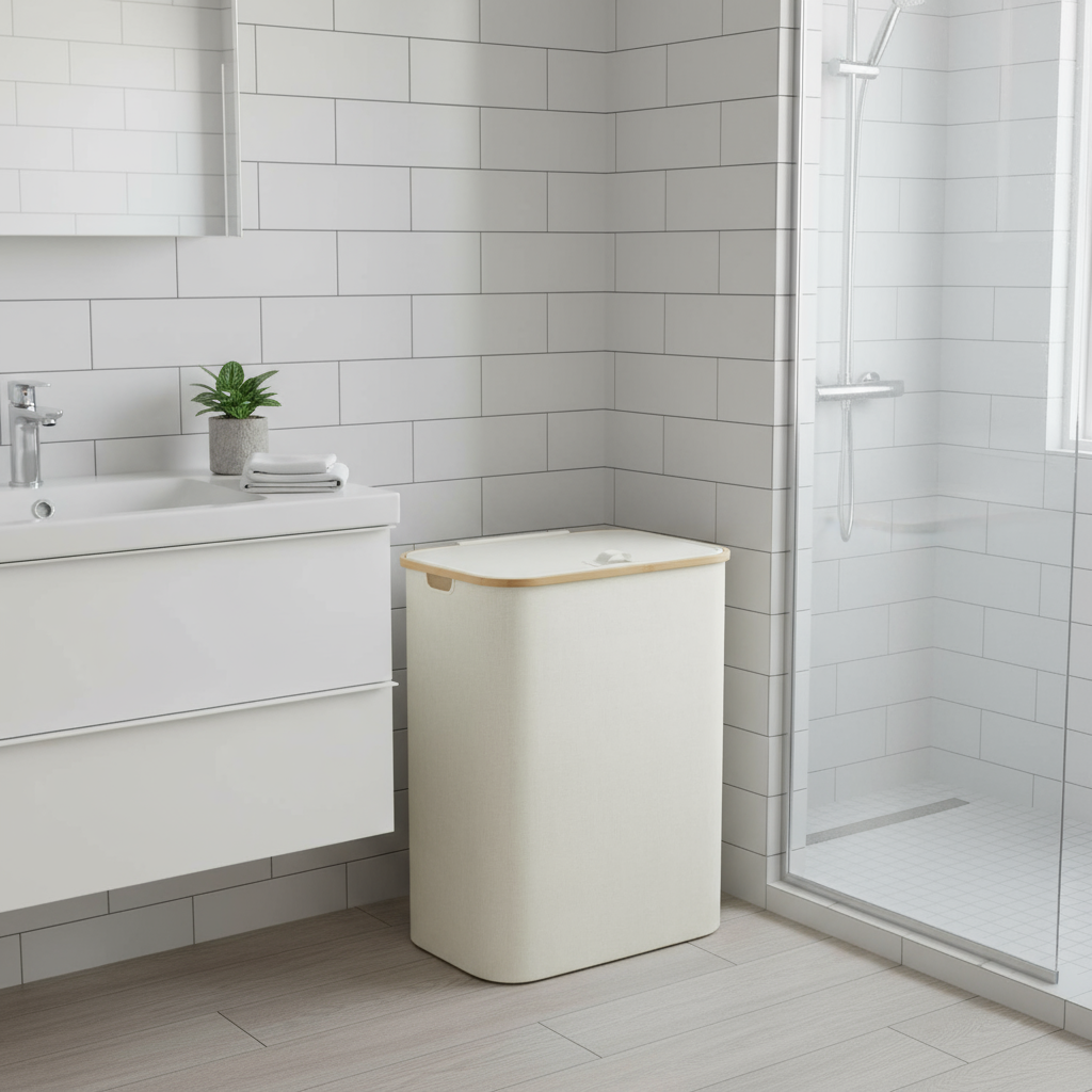 Wasmand in badkamer hoek